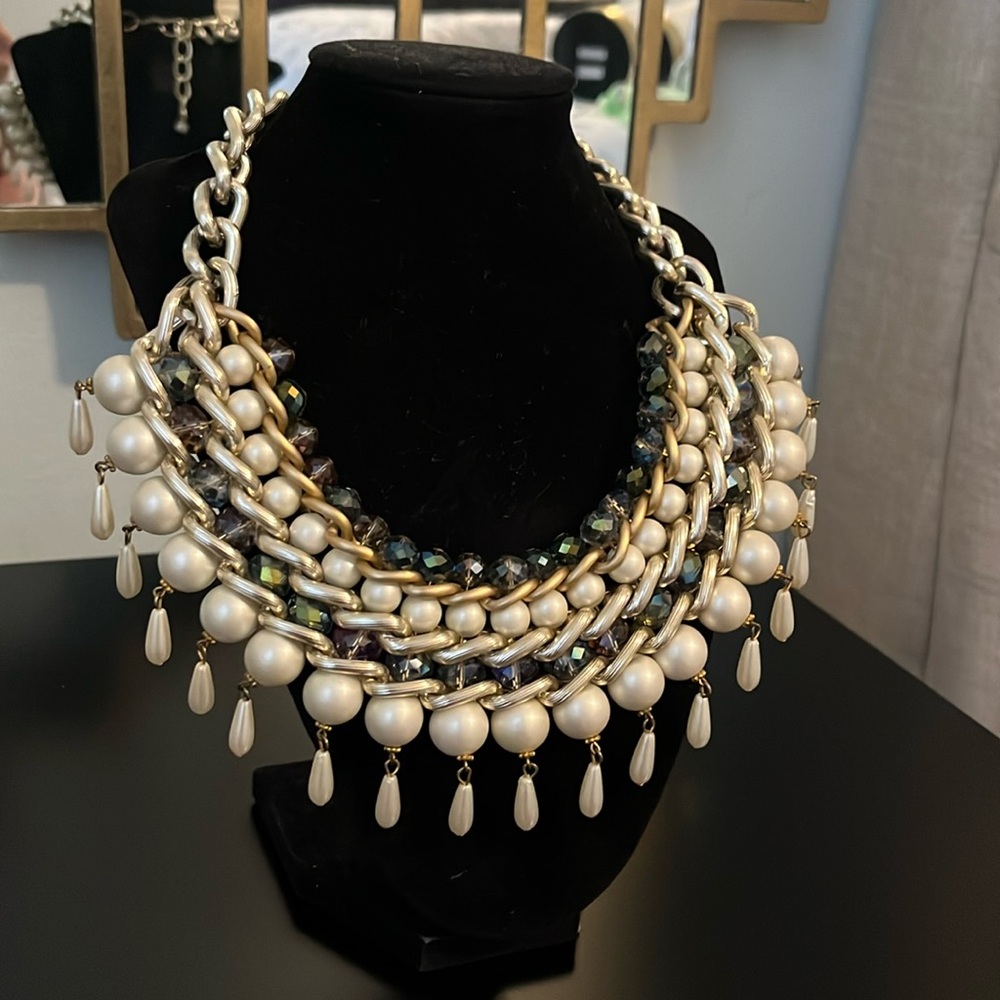 Pearl Bead Statement Necklace - image 1